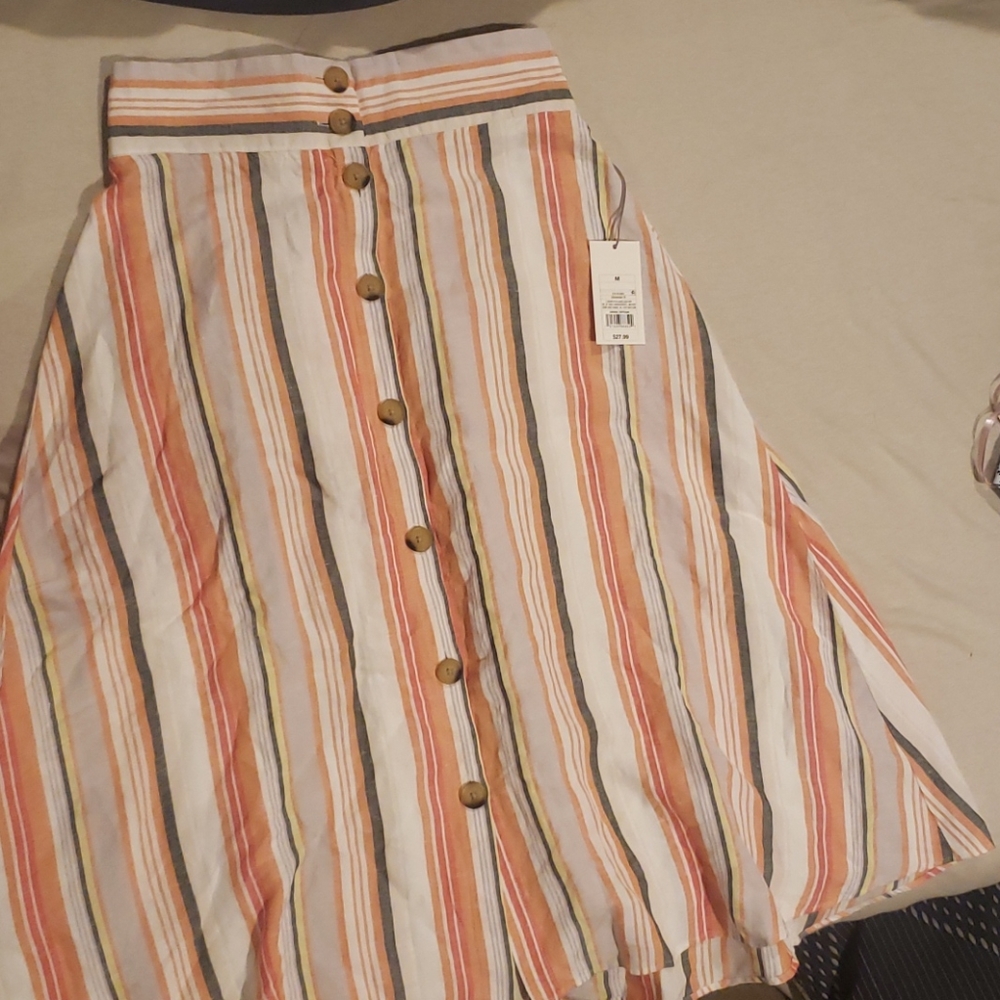 A new day- Striped midi skirt